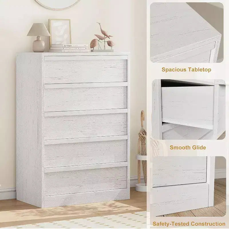 Cassettiera in legno con cassetti grandi per camera da letto, soggiorno e cameretta
