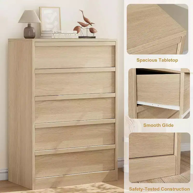 Cassettiera in legno con cassetti grandi per camera da letto, soggiorno e cameretta
