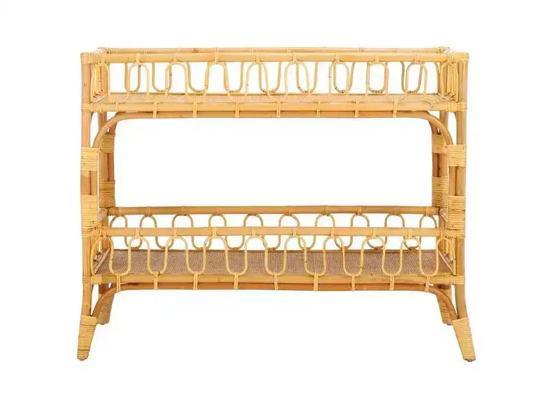 Consolle in rattan a 2 ripiani