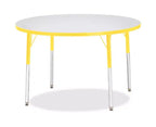 Tavolo Rotondo 42x42 pollici Giallo con Bordo Colorato ad Altezza Standard per Adulti