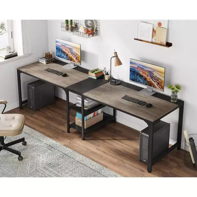 Scrivania doppia grande da 229,87 cm per computer per due persone per ufficio domestico