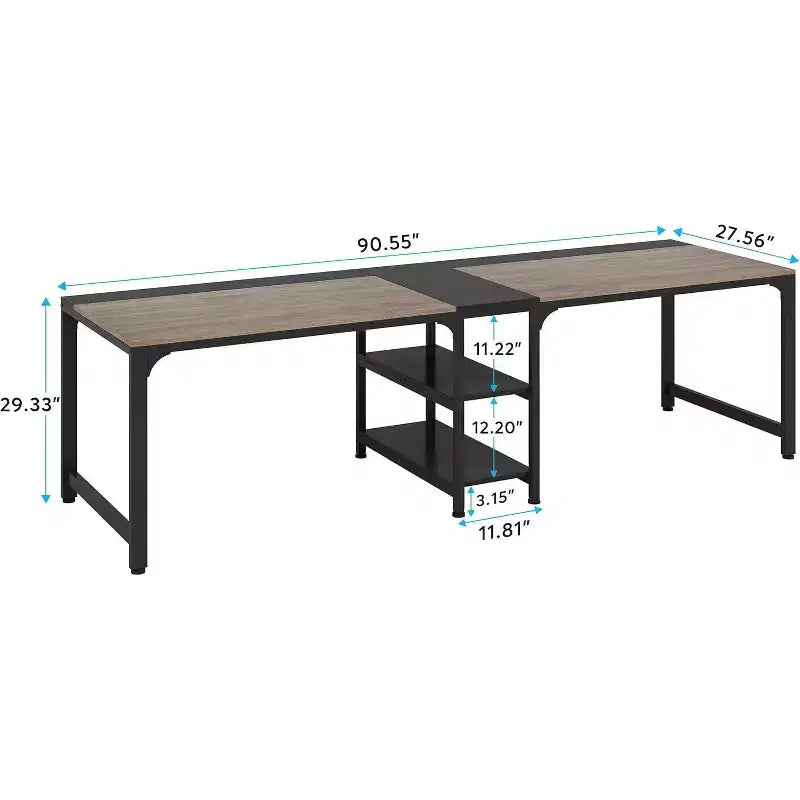 Scrivania doppia grande da 229,87 cm per computer per due persone per ufficio domestico