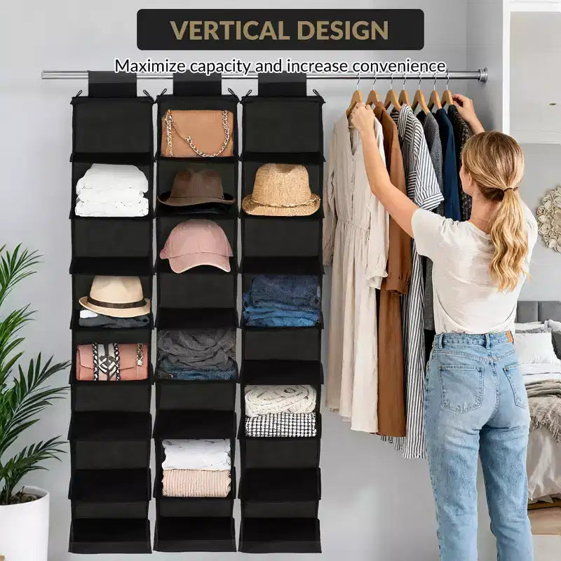 Organizzatore per Scarpe da Appendere per Armadio - Confezione da 3 Pezzi a 8 Scomparti con 2 Ganci, Nessun Attrezzo Necessario