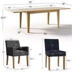 Set da pranzo di 9 pezzi con tavolo allungabile - 6 sedie senza braccioli e 2 poltrone in lino neutro