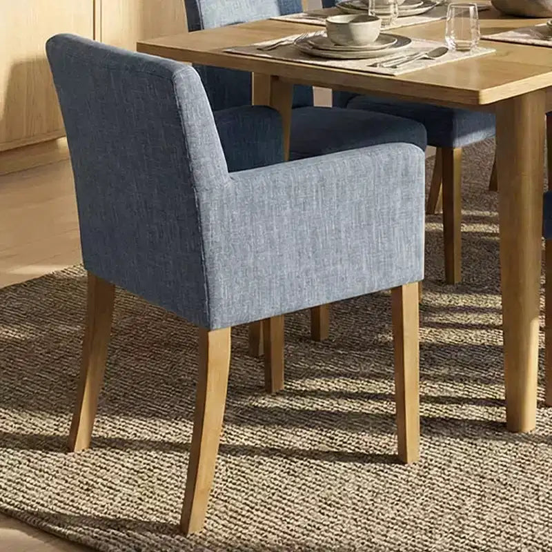 Set da pranzo di 9 pezzi con tavolo allungabile - 6 sedie senza braccioli e 2 poltrone in lino neutro