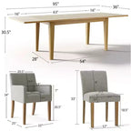 Set da pranzo di 9 pezzi con tavolo allungabile - 6 sedie senza braccioli e 2 poltrone in lino neutro