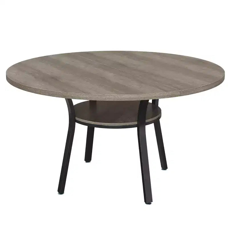 Tavolo da Pranzo Rotondo da 47'' per 4-6 Persone, Tavolo da Pranzo per Cucina in Stile Rustico, Tavolo da Pranzo Rotondo con Ripiano Portaoggetti per Cucina, Soggiorno (Solo Tavolo)