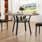Tavolo da Pranzo Rotondo da 47'' per 4-6 Persone, Tavolo da Pranzo per Cucina in Stile Rustico, Tavolo da Pranzo Rotondo con Ripiano Portaoggetti per Cucina, Soggiorno (Solo Tavolo)