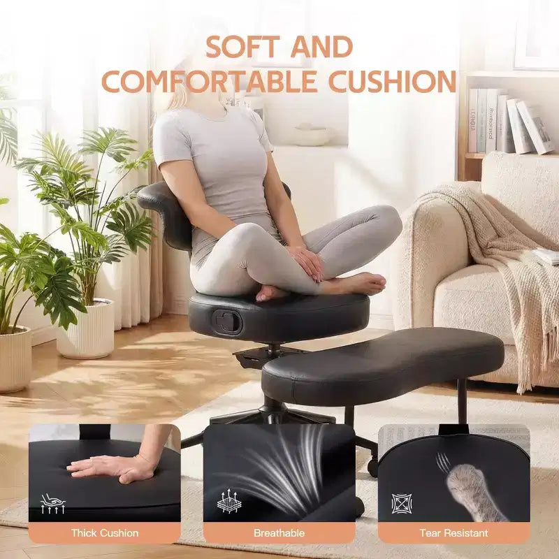 Sedia da ufficio ergonomica a gambe incrociate, sedia da meditazione girevole a 360°, sedie da scrivania inginocchiabili regolabili in altezza, per la casa