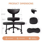 Sedia da ufficio ergonomica a gambe incrociate, sedia da meditazione girevole a 360°, sedie da scrivania inginocchiabili regolabili in altezza, per la casa