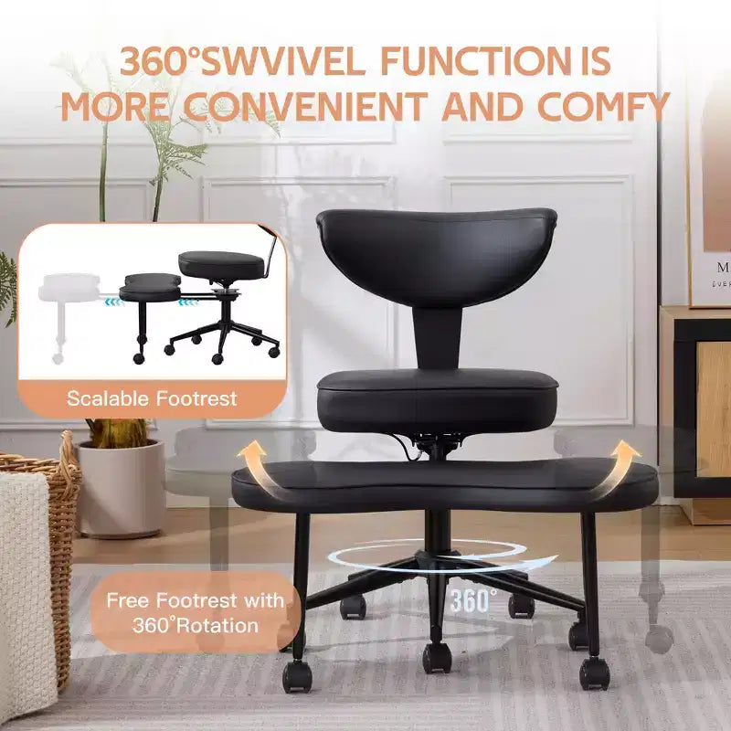 Sedia da ufficio ergonomica a gambe incrociate, sedia da meditazione girevole a 360°, sedie da scrivania inginocchiabili regolabili in altezza, per la casa