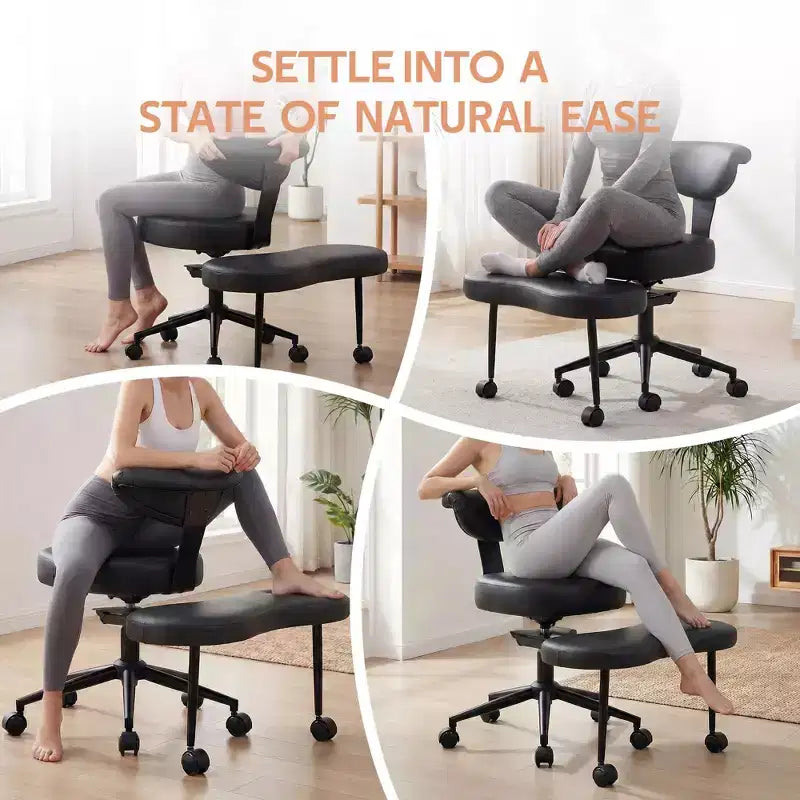 Sedia da ufficio ergonomica a gambe incrociate, sedia da meditazione girevole a 360°, sedie da scrivania inginocchiabili regolabili in altezza, per la casa