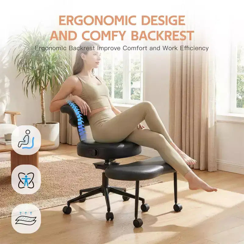 Sedia da ufficio ergonomica a gambe incrociate, sedia da meditazione girevole a 360°, sedie da scrivania inginocchiabili regolabili in altezza, per la casa