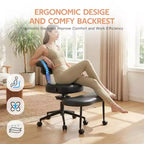 Sedia da ufficio ergonomica a gambe incrociate, sedia da meditazione girevole a 360°, sedie da scrivania inginocchiabili regolabili in altezza, per la casa