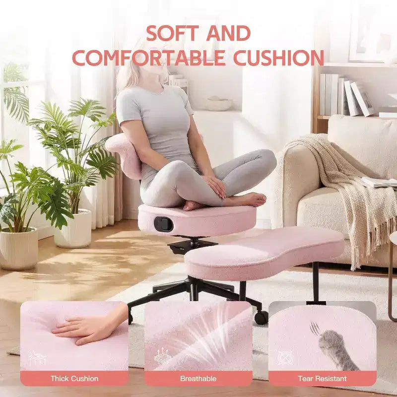 Sedia da ufficio ergonomica a gambe incrociate, sedia da meditazione girevole a 360°, sedie da scrivania inginocchiabili regolabili in altezza, per la casa