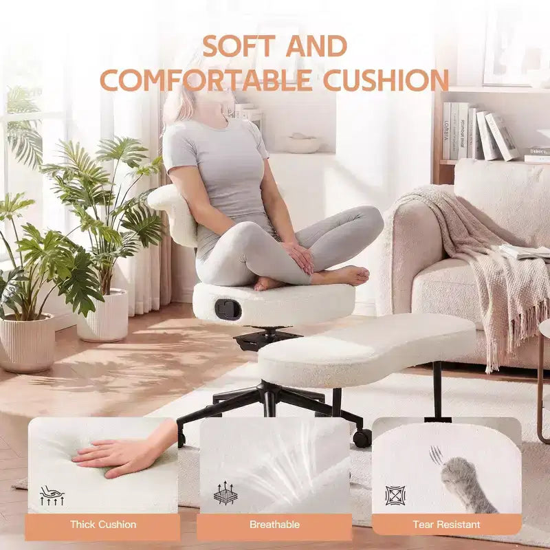 Sedia da ufficio ergonomica a gambe incrociate, sedia da meditazione girevole a 360°, sedie da scrivania inginocchiabili regolabili in altezza, per la casa
