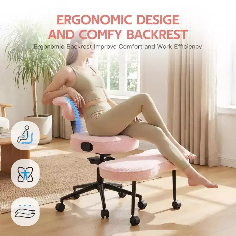 Sedia da ufficio ergonomica a gambe incrociate, sedia da meditazione girevole a 360°, sedie da scrivania inginocchiabili regolabili in altezza, per la casa