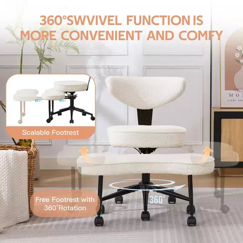 Sedia da ufficio ergonomica a gambe incrociate, sedia da meditazione girevole a 360°, sedie da scrivania inginocchiabili regolabili in altezza, per la casa