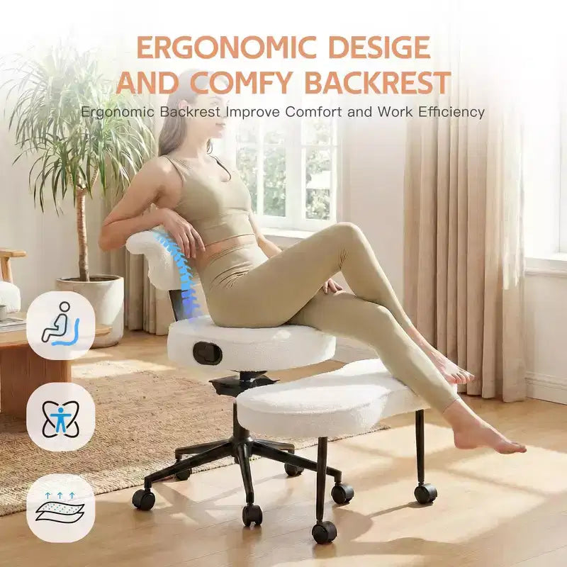 Sedia da ufficio ergonomica a gambe incrociate, sedia da meditazione girevole a 360°, sedie da scrivania inginocchiabili regolabili in altezza, per la casa