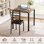 Tavoli da pranzo per 2, tavolo e sedie da cucina, tavolo da pranzo quadrato con 2 sedie in metallo e legno, per piccoli spazi, appartamento