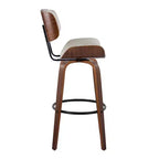 Set di 2 sgabelli da bar ad altezza fissa con schienale intero e poggiapiedi - noce/nero/PU crema