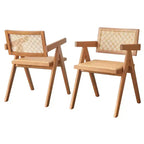 Set da pranzo moderno 7 pezzi noce chiaro - tavolo, 4 sedie e 2 poltrone