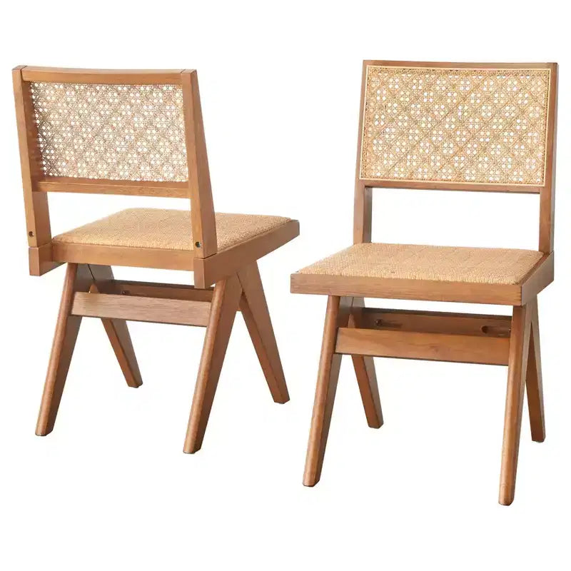 Set da pranzo moderno 7 pezzi noce chiaro - tavolo, 4 sedie e 2 poltrone