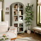 Mobile ad arco a 4 ante scanalate in legno e vetro verde salvia