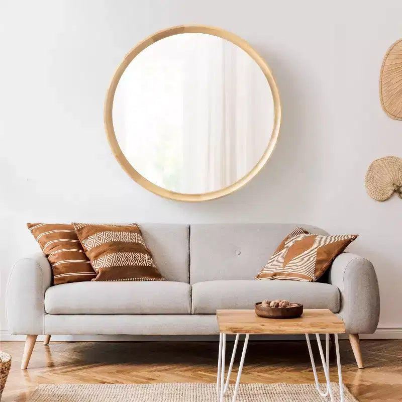 Specchio rotondo da parete in legno - Accento decorativo per la casa