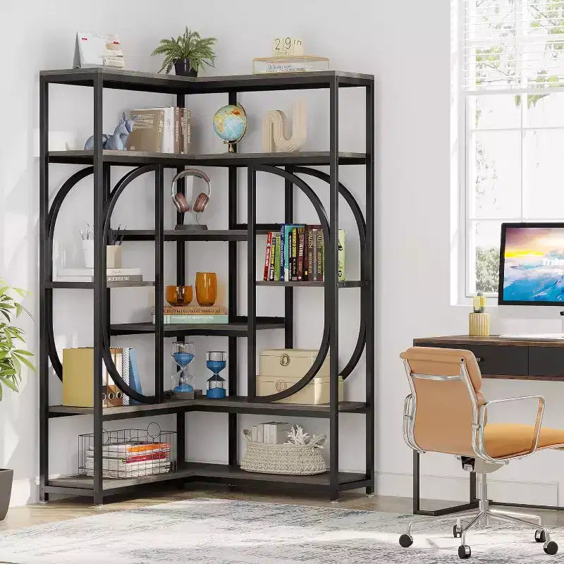 Libreria angolare a 7 ripiani a forma di L