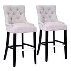 WestinTrends 29 Linen Tufted Buttons Upholstered Wingback Bar Stool (Set of 2), Light Gray