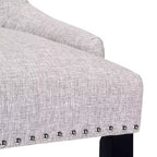 Sgabello da bar con schienale ad ala, imbottito in lino, con bottoni, 74 cm, set da 2 - Grigio chiaro