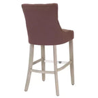 Set di 3 sgabelli da bar con schienale ad ala, imbottiti in lino con bottoni, 74 cm - Marrone