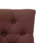 Set di 3 sgabelli da bar con schienale ad ala, imbottiti in lino con bottoni, 74 cm - Marrone