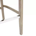 Set di 3 sgabelli da bar con schienale ad ala, imbottiti in lino con bottoni, 74 cm - Marrone