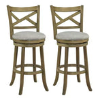 Costway Swivel Bar Stools Set of 2/4 Bar Height Chairs with Hollow Back Soft-padded Seat Grey