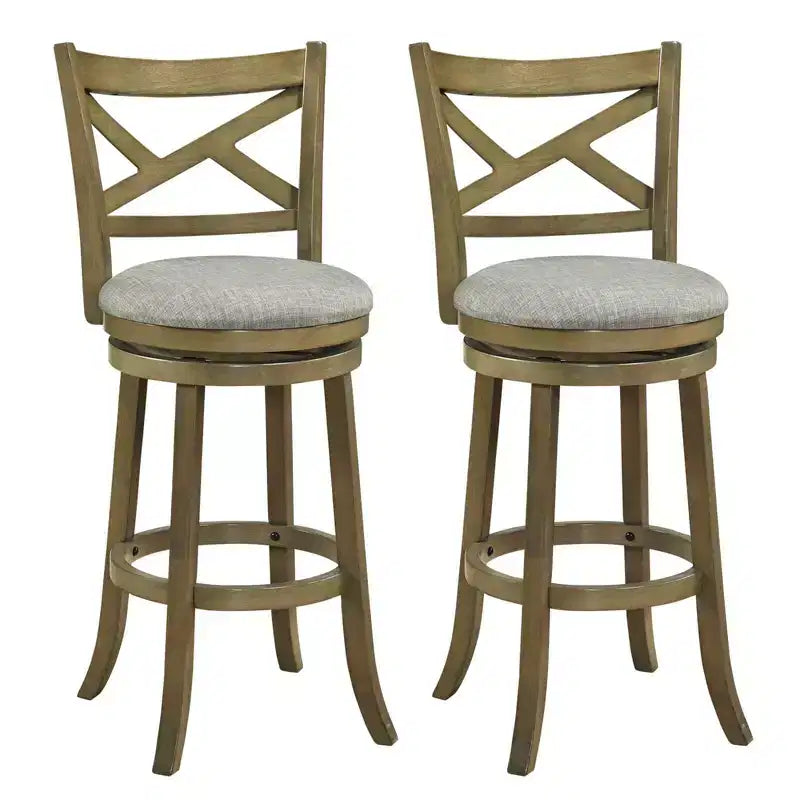 Costway Swivel Bar Stools Set of 2/4 Bar Height Chairs with Hollow Back Soft-padded Seat Grey