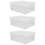 Basicwise Clear Shoe Storage Boxes with Lids - Stackable Plastic Organizer Bin for Closet, Sneaker Storage, Accessories - Shatterproof, Secure-Fit