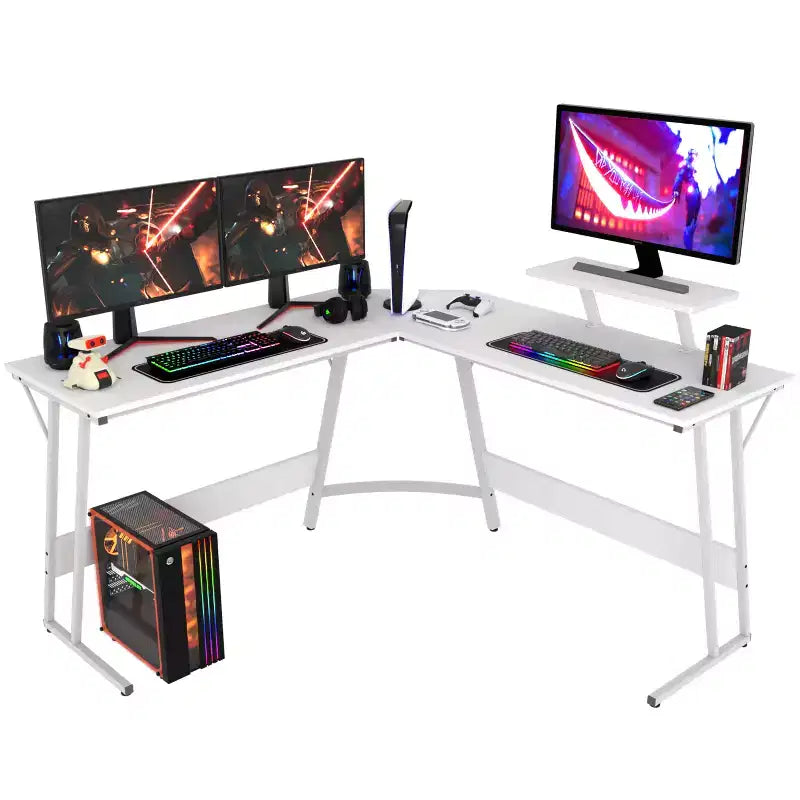 Scrivania ad angolo a L per gaming e computer con ampio ripiano