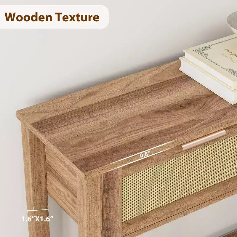 Tavolino da Ingresso con 2 Cassetti, Consolle per Ingresso, Tavolino da Divano in Legno con Contenitore, Consolle Bohemien per Soggiorno, Tavolo per Corridoio e Foyer