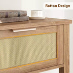 Tavolino da Ingresso con 2 Cassetti, Consolle per Ingresso, Tavolino da Divano in Legno con Contenitore, Consolle Bohemien per Soggiorno, Tavolo per Corridoio e Foyer