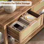 Tavolino da Ingresso con 2 Cassetti, Consolle per Ingresso, Tavolino da Divano in Legno con Contenitore, Consolle Bohemien per Soggiorno, Tavolo per Corridoio e Foyer