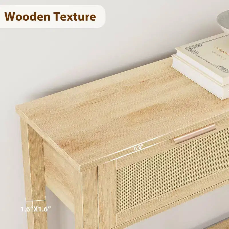 Tavolino da Ingresso con 2 Cassetti, Consolle per Ingresso, Tavolino da Divano in Legno con Contenitore, Consolle Bohemien per Soggiorno, Tavolo per Corridoio e Foyer