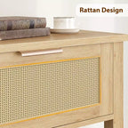 Tavolino da Ingresso con 2 Cassetti, Consolle per Ingresso, Tavolino da Divano in Legno con Contenitore, Consolle Bohemien per Soggiorno, Tavolo per Corridoio e Foyer