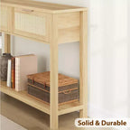 Tavolino da Ingresso con 2 Cassetti, Consolle per Ingresso, Tavolino da Divano in Legno con Contenitore, Consolle Bohemien per Soggiorno, Tavolo per Corridoio e Foyer