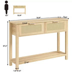 Tavolino da Ingresso con 2 Cassetti, Consolle per Ingresso, Tavolino da Divano in Legno con Contenitore, Consolle Bohemien per Soggiorno, Tavolo per Corridoio e Foyer