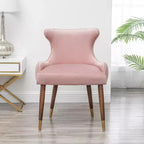Poltroncina d'appoggio contemporanea in velluto rosa con borchie