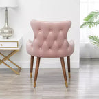 Poltroncina d'appoggio contemporanea in velluto rosa con borchie