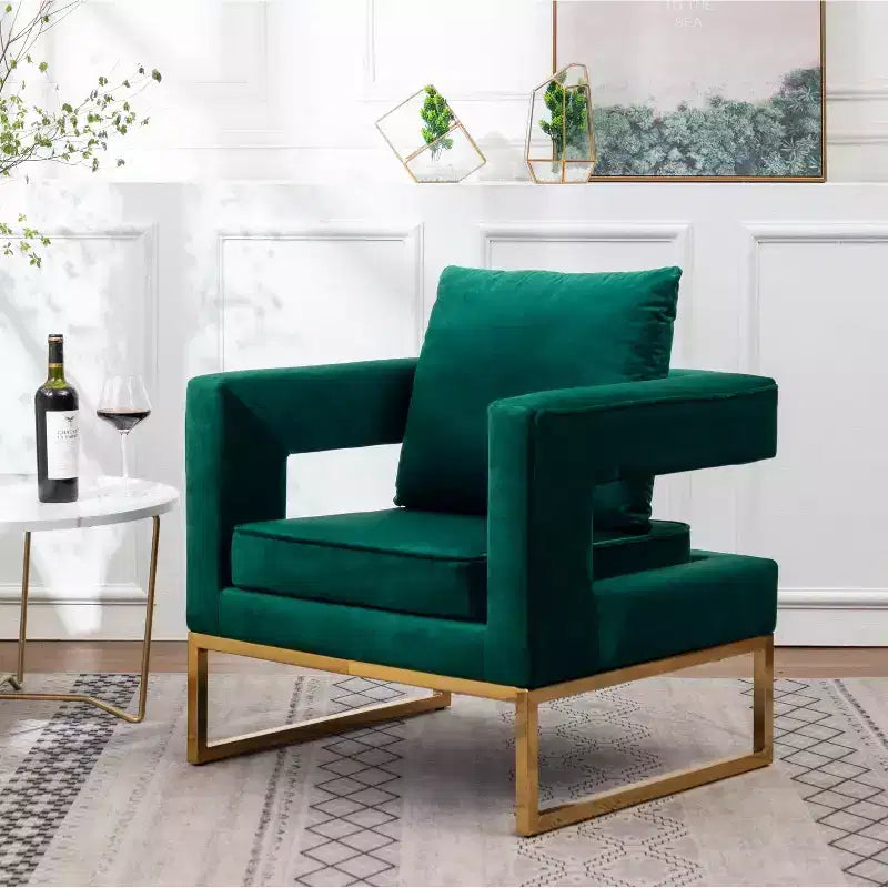 Poltrona d'accento contemporanea imbottita verde