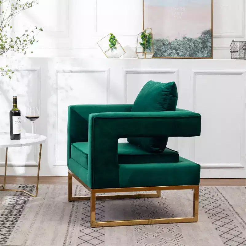 Poltrona d'accento contemporanea imbottita verde